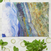 背景に山がある小麦畑 キッチンタオル (折り畳み)