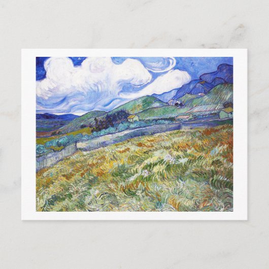 背景に山がある小麦畑 ポストカード (正面)