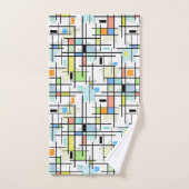 背景に市松模様に星。 バスタオルセット (ハンドタオル)