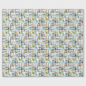 背景に市松模様に星。 ラッピングペーパー (フラット)