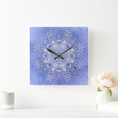 背景に民族フローラグランジ曼荼羅 スクエア壁時計 (ホーム)