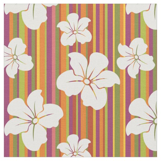 背景に白いストライプの花 ファブリック (クローズアップ)