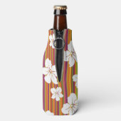 背景に白いストライプの花 ボトルクーラー (ボトル裏面)