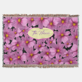 背景に紫色のコスモスデザイン スローブランケット