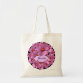 背景に紫色のコスモスデザイン トートバッグ (正面)