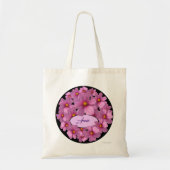 背景に紫色のコスモスデザイン トートバッグ (正面)