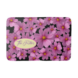 背景に紫色のコスモスデザイン バスマット