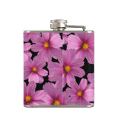 背景に紫色のコスモスデザイン フラスク (裏面)