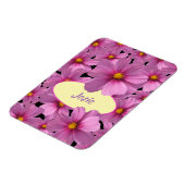 背景に紫色のコスモスデザイン マグネット (左側)