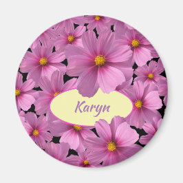 背景に紫色のコスモスデザイン マグネット