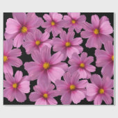 背景に紫色のコスモスデザイン ラッピングペーパー (フラット)