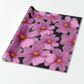 背景に紫色のコスモスデザイン ラッピングペーパー (アンロールド)