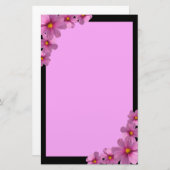 背景に紫色のコスモスデザイン 便箋 (正面/裏面)