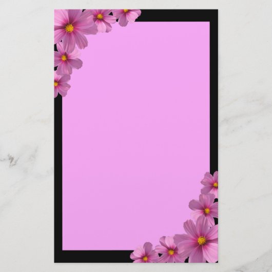 背景に紫色のコスモスデザイン 便箋 (正面)