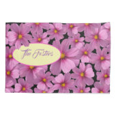 背景に紫色のコスモスデザイン 枕カバー (裏面)