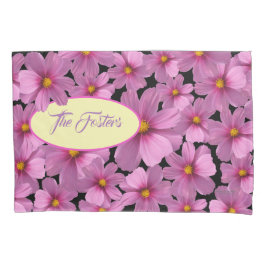 背景に紫色のコスモスデザイン 枕カバー