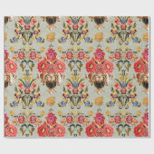 背景に継ぎ目のないエスニックのヨモギの花柄 ラッピングペーパー (フラット)