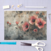 背景に繊細な動揺して花 薄葉紙 (クラフト)