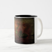 背景に赤いバラグランジ色 ツートーンマグカップ (正面右)