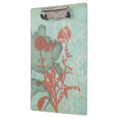 背景に赤い花のシルエットティール(緑がかった色) クリップボード (左)