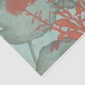 背景に赤い花のシルエットティール(緑がかった色) 薄葉紙 (詳細)