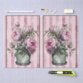 背景に陶器の牡丹のストライプの花 薄葉紙 (クラフト)