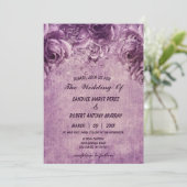 背景に1つの紫色のバラを芸術的配置   招待状 (スタンド正面)
