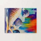 背景のカラフル貝殻 ジグソーパズル (横)