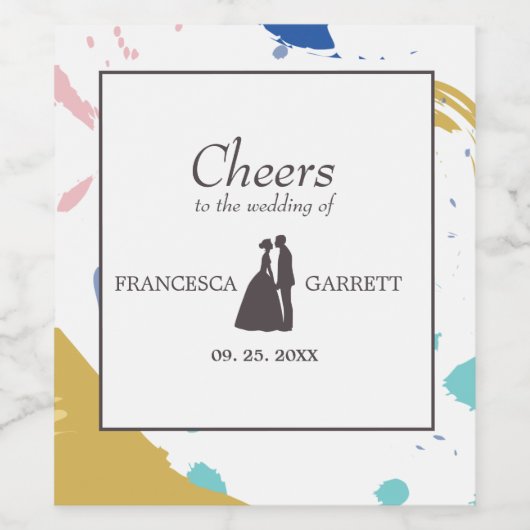 背景のグレーのシルエットカラフル表示 ワインラベル (シングルラベル)