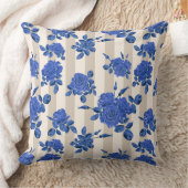 背景のバラの青いストライプの花束 クッション (ブランケット)