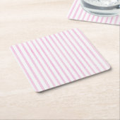 背景のピンクの水彩画は縞で飾ります スクエアペーパーコースター (アングル)