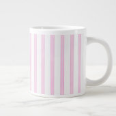 背景のピンクの水色のストライプ ジャンボコーヒーマグカップ (右)