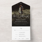 背景のミニマル写結婚真 オールインワン招待状 (内側)