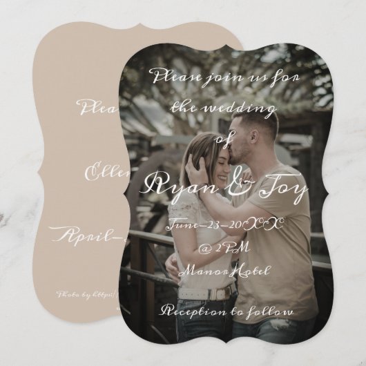 背景の写真結婚式招待状 (正面/裏面)