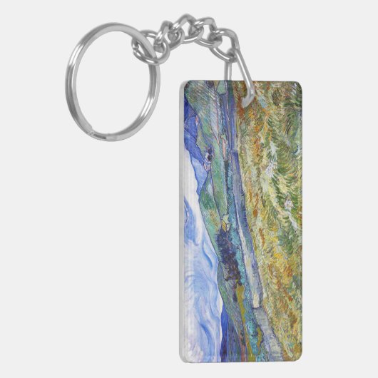 背景の山が付いている小麦畑 キーホルダー (正面左)