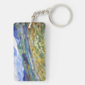 背景の山が付いている小麦畑 キーホルダー (裏面)