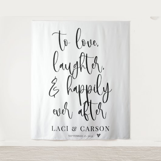 背景の後ずっと楽しく笑い結婚を愛する タペストリー (正面)