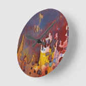 背景の水彩画8 ラウンド壁時計 (傾斜)