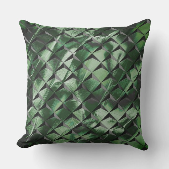 背景の濃い緑のイメージと3Dマスをミックス アウトドアクッション (正面)