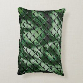 背景の濃い緑のイメージと3Dマスをミックス アクセントクッション