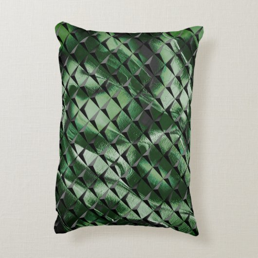 背景の濃い緑のイメージと3Dマスをミックス アクセントクッション (裏面(縦))