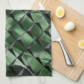 背景の濃い緑のイメージと3Dマスをミックス キッチンタオル (四つ折り)
