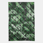 背景の濃い緑のイメージと3Dマスをミックス キッチンタオル (縦)