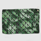 背景の濃い緑のイメージと3Dマスをミックス ゴルフタオル (横)