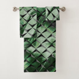 背景の濃い緑のイメージと3Dマスをミックス バスタオルセット