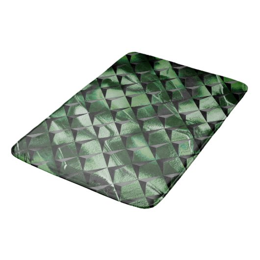 背景の濃い緑のイメージと3Dマスをミックス バスマット (アングル)