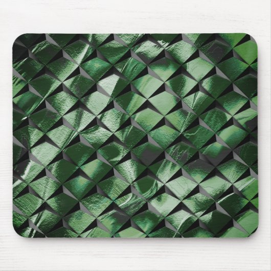 背景の濃い緑のイメージと3Dマスをミックス マウスパッド (正面)