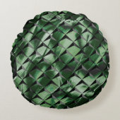 背景の濃い緑のイメージと3Dマスをミックス ラウンドクッション (正面)