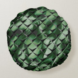背景の濃い緑のイメージと3Dマスをミックス ラウンドクッション
