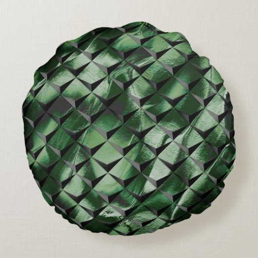 背景の濃い緑のイメージと3Dマスをミックス ラウンドクッション (裏面)